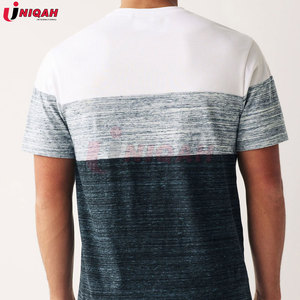 Elegante Camiseta de manga corta con bloque de color con cuello redondo acanalado y logotipo bordado personalizado, ropa informal de corte regular - Product Image 3