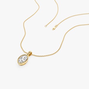 Colgante Clásico con Diamante Cultivado en Laboratorio de Forma Ovalada con Engaste Brillante, 1.00 Ct E-F VS, Oro de 14K, para Ocasiones Especiales y Fiestas - Product Image 3