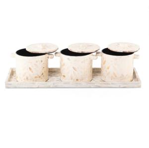 Accessoires de rangement pour ustensiles de cuisine, pot en bois d'acacia fait à la main, pot à sucre, à café, à thé, couvercle en bois, incrustation d'os, boîtes de rangement - Product Image 5