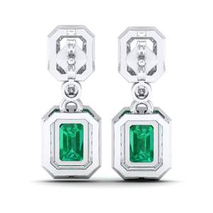 Boucles d'oreilles pendantes en or massif 14 carats avec diamant certifié IGI, taille émeraude, 2 carats, pierre précieuse émeraude, bijoux pour femmes, prix de gros REYES - Product Image 4