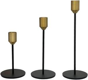 Bougeoir en métal noir artisanal robuste et écologique, inserts en laiton doré poli, résistant à la rouille, bougeoir de qualité supérieure - Product Image 1