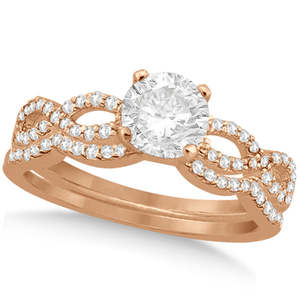 ชุดแหวนแต่งงานเพชรทรงกลมบิดเกลียวทองคำโรสโกลด์ 18K 2.13 กะรัต - Product Image 4