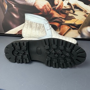 <span class=keywords><strong>Stivali</strong></span> di Lusso da <span class=keywords><strong>Uomo</strong></span> in Pelle di Coccodrillo 100% Himalayana, Stivaletti Artigianali con Suola Spessa Bianca - Product Image 6