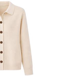 <b>Women</b> Button Front Knit <b>Cardigan</b> Sweater Long Sleeve Soft Casual Winter Top <b>With</b> Polo Collar For Ladies Fashion Style Wear - Product Image 3