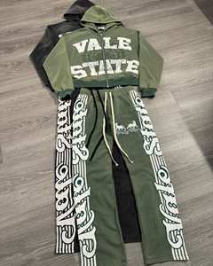 เสื้อมีฮู้ดผ้าปะปัก3D วินเทจสำหรับผู้ชายลายกรดซีดจางมีซิปรูดทำให้ดู100% ฤดูใบไม้ร่วงกำหนดเอง - Product Image 6