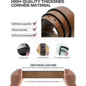 Cinturones de Cuero Vacuno Personalizables de Alta Calidad con Hebilla de Acero, Cinturones Casuales Duraderos de Color Sólido - Product Image 2
