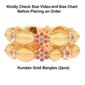 Ensemble de bracelets et bracelets traditionnels indiens Ensemble de bijoux indiens plaqué or Rhinestone Floral Crystal Bangle Ensemble de bijoux indiens, or - Product Image 4