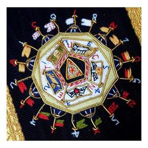 Collar de Rito Escocés de 32.º Grado - Negro con Bordado Pesado en Oro y Plata, Collar Masónico con Cadena - Product Image 4