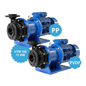 Magnetic drive centrifugal pumps model HTM 100 PP PVDF with <b>motor</b> 11 kw IEC 160 2P made of plastic for acid handling water pump - Product Image 1