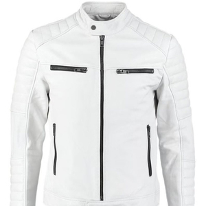 Chaqueta blanca de piel de cordero pura y genuina para hombre Haus Industries - Product Image 3