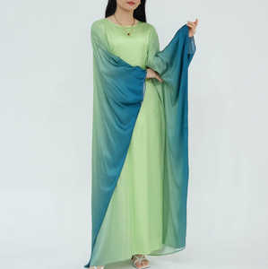 Robe Abaya de luxe en gros, à manches longues, effet ombré, anti-rides, pour adultes, satin personnalisé, taille XXL, style Dubaï, importée, pour musulmanes - Product Image 2