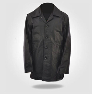 Customized Curious Black Leather Coat for Men Real Leather <b>Jacket</b> for Men Factory Price Best Quality - Product Image 1