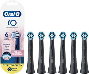 Têtes de rechange Oral-B iO Gum & Sensitive, têtes de brosse pour brosse à dents électrique, noires, lot de 6 - Product Image 1