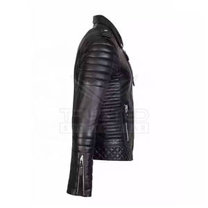 Chaqueta de piel de vaca de talla grande para hombre al por mayor con cuello levantado para uso en invierno al aire libre con logotipo en la parte delantera - Product Image 4