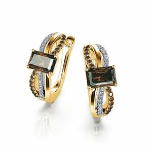 Jeulia Two Tone Crossover Emerald Cut Sterling <b>Silver</b> <b>Stud</b> Earrings - Product Image 3