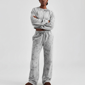 OEM/ODM Hot Selling Winter Women's Hooded Sweatsuit Jogger Set 100% <b>Cotton</b> Breathable Embroidered Streetwear - Product Image 6