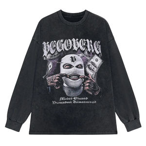 Gran oferta, camiseta de calle de peso pesado para hombre, 100% de algodón, lavado ácido ligero, ajuste cuadrado personalizado, ropa informal Vintage de gran tamaño - Product Image 4