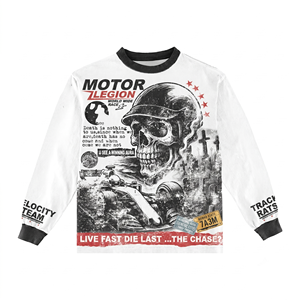 Camiseta premium de manga larga raglán de algodón de 220 GSM con paneles en contraste, estampado personalizado, 100% algodón, para hombre, corte holgado, estampada. - Product Image 5