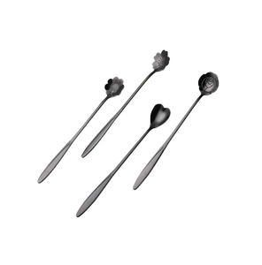 Juego de cucharas de café de metal, cucharas de postre pequeñas, regalo, cubiertos de acero inoxidable, cuchara de té dorada, 4 piezas, gran oferta - Product Image 1