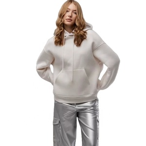 Sweat à capuche oversize pour femme, 350 g/m², respirant, en molleton polyester/coton, épaules tombantes, manches longues, hiver - Product Image 2