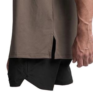 เสื้อยืดโอเวอร์ไซส์สำหรับผู้ชายชุดออกกำลังกายผ้าฝ้ายแขนสั้นผ้าคอตตอนสำหรับไปยิมเสื้อยืดสตรีทแบบผ่าชายเสื้อแห้งเร็ว - Product Image 5