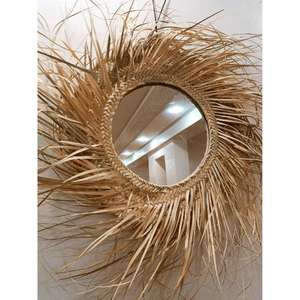 Espejos marroquíes hechos a mano con flecos, decoración boho para pared, marco artesanal de rafia, decoración natural para el hogar, diseño étnico único, idea de regalo. - Product Image 1