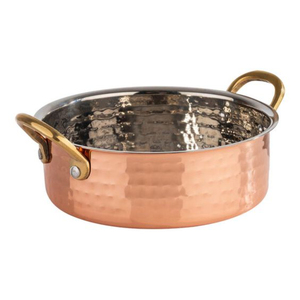 Set Of 3 Luxury Quality Copper Made Hammered Texture <b>Food</b> Serving Pots Casserole With Glass Top Lid Kitchenware Accessories - Product Image 4