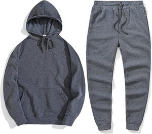 Sweat à capuche gris confortable en polaire avec pantalon de jogging Ensemble de vêtements de sport d'hiver - Product Image 2