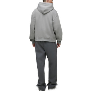 Sudadera con Capucha Extra Grande para Hombre en Felpa de Algodón Gris Claro con Acabado Limpio para Producción de Ropa de Marca Privada OEM - Product Image 2