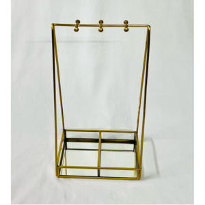 ที่แขวนแก้วและทองเหลืองทรงสี่เหลี่ยมผืนผ้าหรูหราทันสมัยพร้อมถาดสำหรับจัดเก็บและของตกแต่ง - Product Image 5
