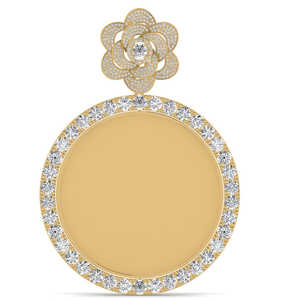 Élégant pendentif en argent sterling 925 avec photo ronde en moissanite et diamant plaqué or, fleur, halo, bordure, pendentifs à breloques - Product Image 1
