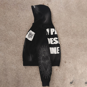 Hip Hop Heavyweight 100% algodón polar de gran tamaño Vintage ácido lavado Sudadera con capucha logotipo personalizado sudaderas con capucha para el invierno - Product Image 3