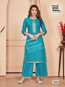 Best Collection of 14 Kg Rayon <b>Kurtis</b> with Palazzo Full Festival Wear Set at Wholesale Price by Maruti Fashion - Product Image 5