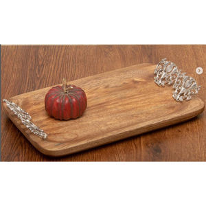 Plateau moderne en bois avec poignées en métal Plateau de table pour le mariage à l'hôtel et les accessoires de table au prix le moins cher - Product Image 1