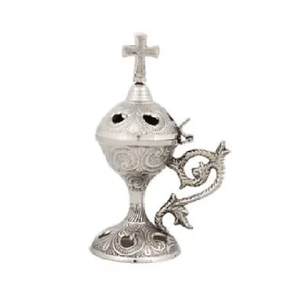 Quemador de incienso de esmalte alto pintado a mano quemador de incienso de Metal de diseño Floral de latón para accesorios religiosos - Product Image 3