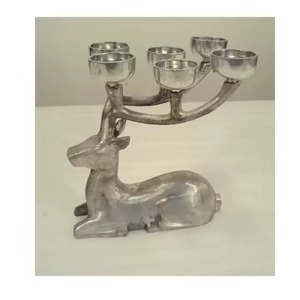 Portavelas de Reno sentado de aluminio con acabado crudo para Decoración de mesa, iluminación decorativa de Navidad para el hogar - Product Image 1