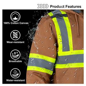 Vêtement de sécurité réfléchissant en coton, haute visibilité, polaire résistant, sweat-shirt de sécurité d'hiver personnalisable, imperméable, sweat-shirt marron - Product Image 5