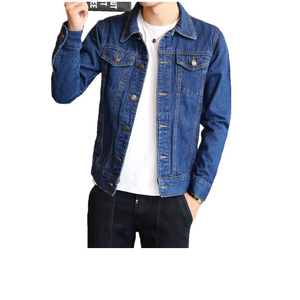 Chaqueta de mezclilla de manga larga delgada de diseño personalizado de alta calidad Chaqueta de mezclilla azul vintage de estilo clásico rasgado para hombres - Product Image 6