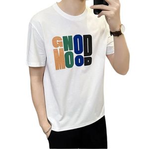 Camiseta Personalizada con Estampado de Letras para Hombre, Holgada, de Algodón y Elastano, Tejida, Bordada, Antiarrugas, Estilo Urbano, Gráfica, Suave, No Tejida - Product Image 4