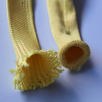 Manchon tressé en fibre de Kevlar KFL, enveloppe spirale isolante, sangle tubulaire jaune 10 mm, haute résistance, résistant à la chaleur, écologique