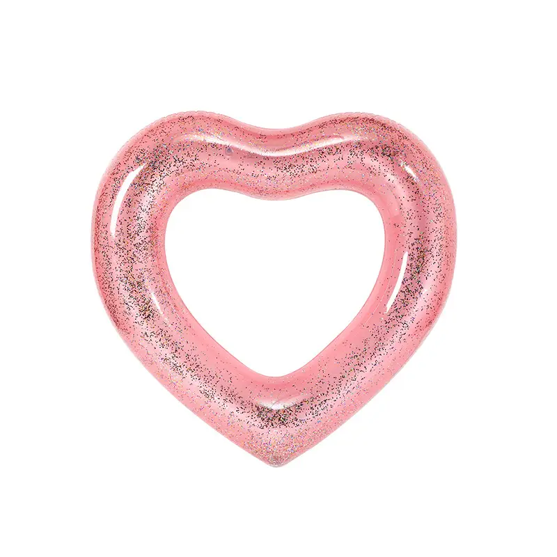 Nuovo Design gonfiabile Glitter rosa cuore nuoto tubo per adulti piscina galleggiante