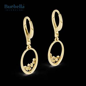 Elegante pendiente recto redondo y baguette con diamantes redondos y corte baguette Pendientes de plata esterlina 925 - Product Image 4