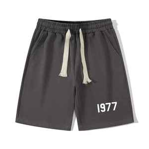 Pantalones Cortos Casuales Clásicos para Hombre, Cintura Media, Transpirables, de Secado Rápido, Mezcla de Algodón, Diseño Sólido, para Verano, con Cierre de Cordón, Logotipo Personalizado - Product Image 1