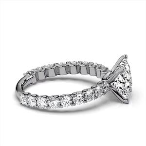 Bague de fiançailles solitaire en diamant de laboratoire rond de 1 carat avec bande pavée en or 10K-18K, certifiée IGI, cadeau de luxe pour elle - Product Image 4