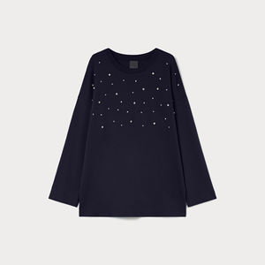 Look vintage surdimensionné doux chaud strass col rond sweat femmes lavage à l'acide polaire coton pull respirant Streetwear - Product Image 3