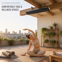 Chauffage de plafond infrarouge lointain en alliage d'aluminium 1800W, étanche, avec télécommande, pour patio, garage, hôtel (vente en gros)