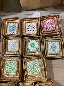 Bandeja de Ratán con Incrustaciones de Nácar, Artesanía de Ratán Natural para Decoración de Mesa del Hogar, Vietnam por 99 Gold Data - Ms Violet - Product Image 1