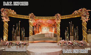 Jharokha enlightened การออกแบบผนังด้านหลังสำหรับงานแต่งงาน DST ส่งออกกรอบโลหะเลเซอร์ตัดกลับเวทีในสหราชอาณาจักร - Product Image 6