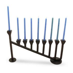 Menorah-portavelas de lujo chapado en oro de 9 brazos, decoración de iluminación de Hanukkah, Menorah - Product Image 6
