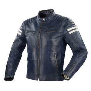 Veste en cuir de moto pour hommes de haute qualité sur mesure tissu respirant avec col montant et fermeture éclair pour l'hiver - Product Image 1